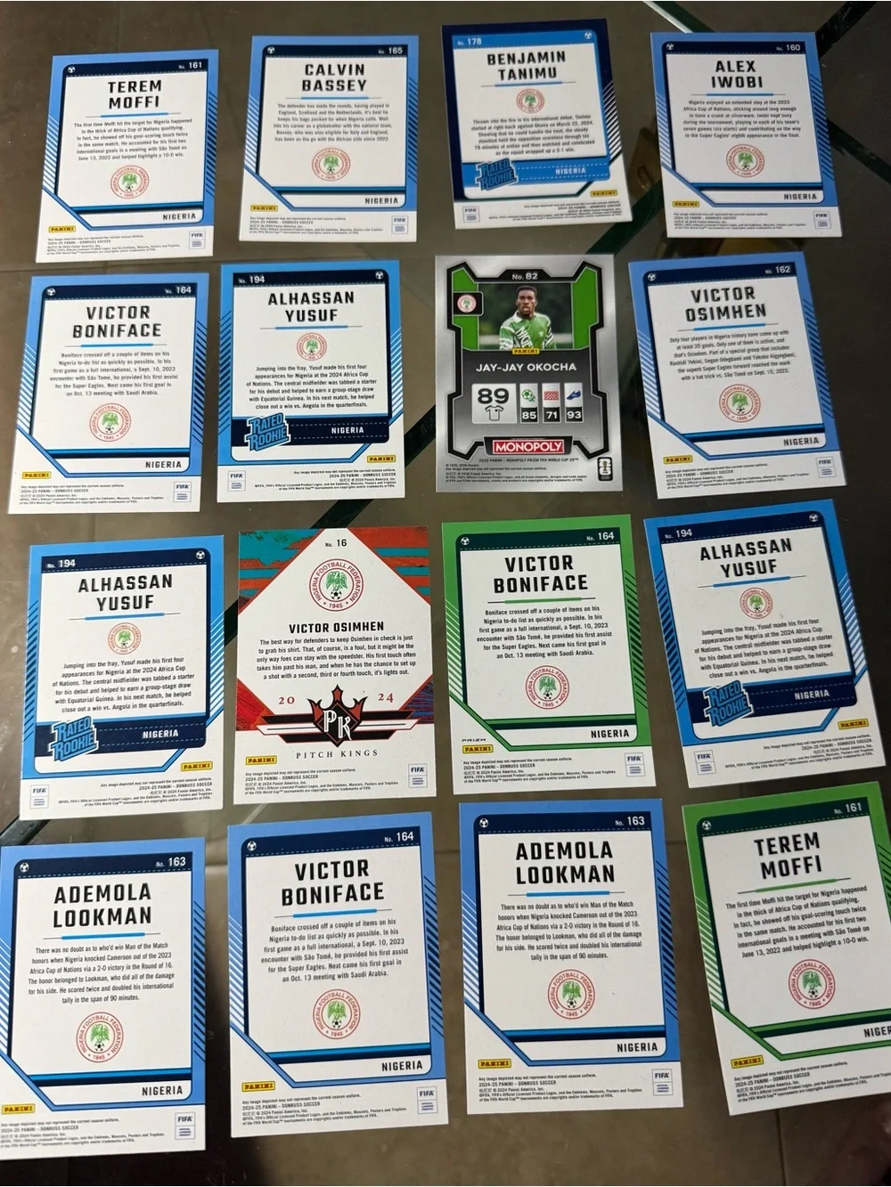 16 Nigeria National Team soccer card lot FIFA World Cup Monopoly.